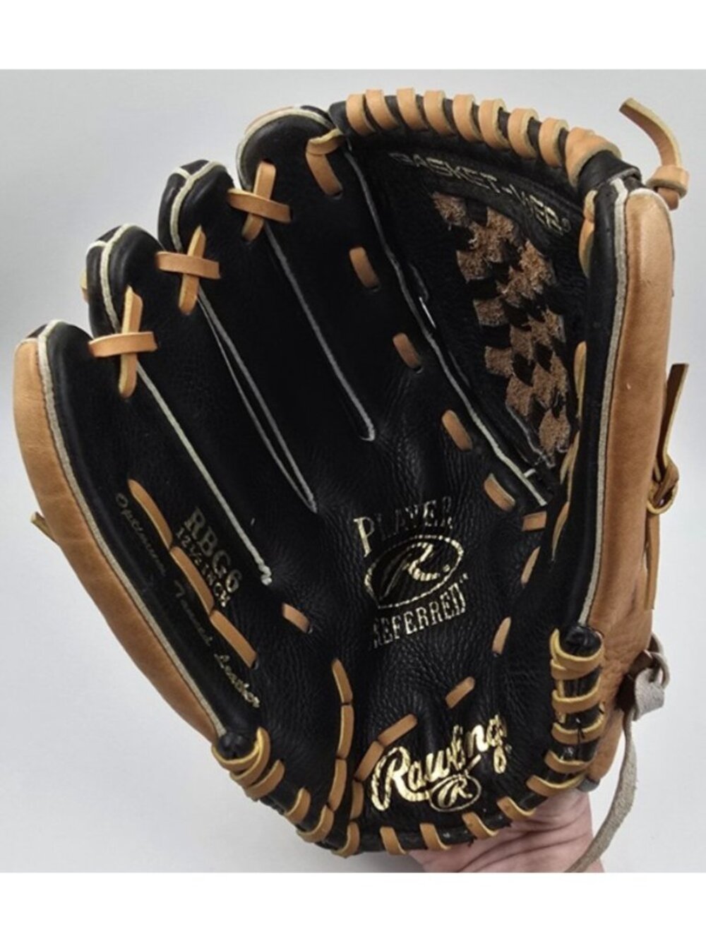 Rawlings RBG6 Flexloop Basket-Web Black Brown 12.5" Leather Baseball Glove LHT
